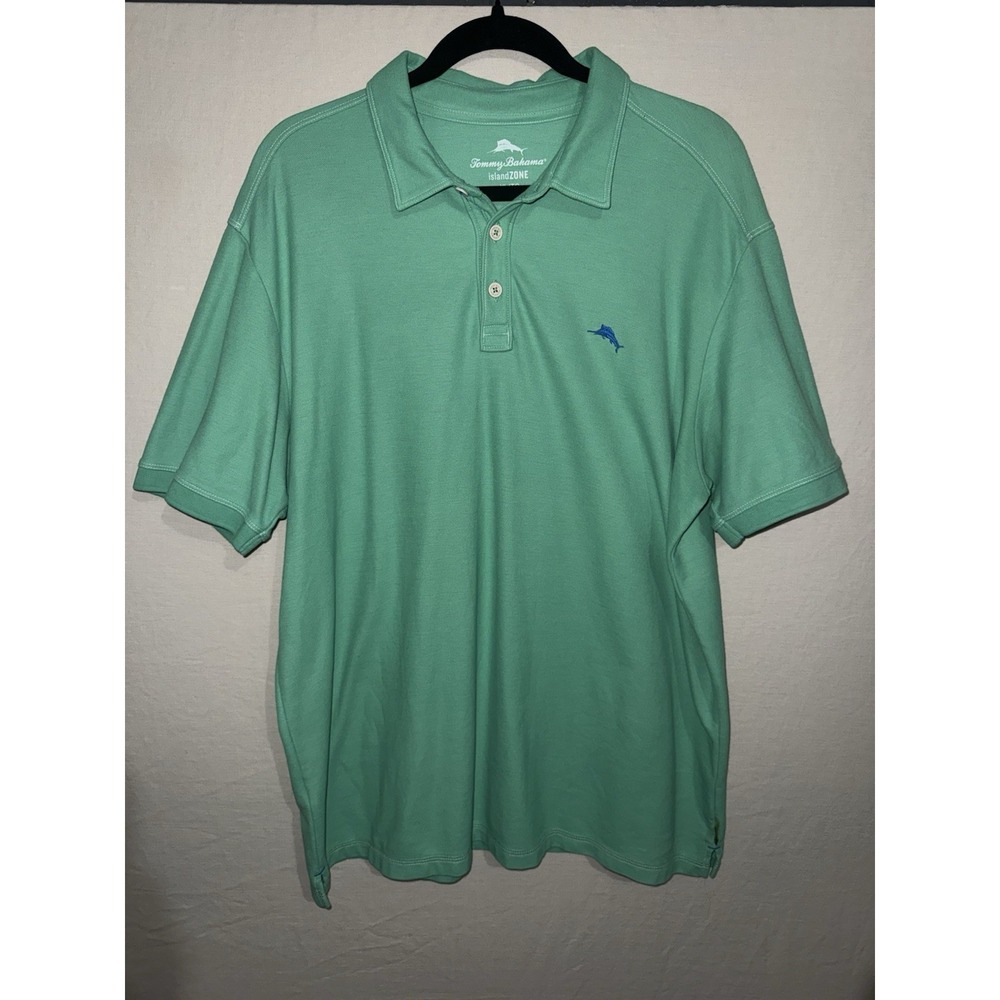 Tommy Bahama Emfielder IslandZone Polo Shirt Men XL Green Supima Cotton Golf